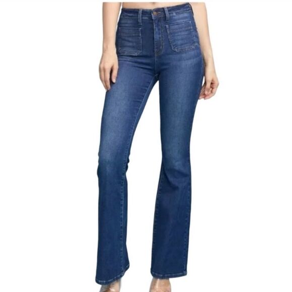 Judy Blue- “Flare Fit” High-Rise Patch Pocket Boho Jeans Casual- Size 9/29 - Picture 1 of 13